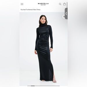 Baxter Metallic Dress - Ruched Turtleneck Maxi Dress Marcella NYC